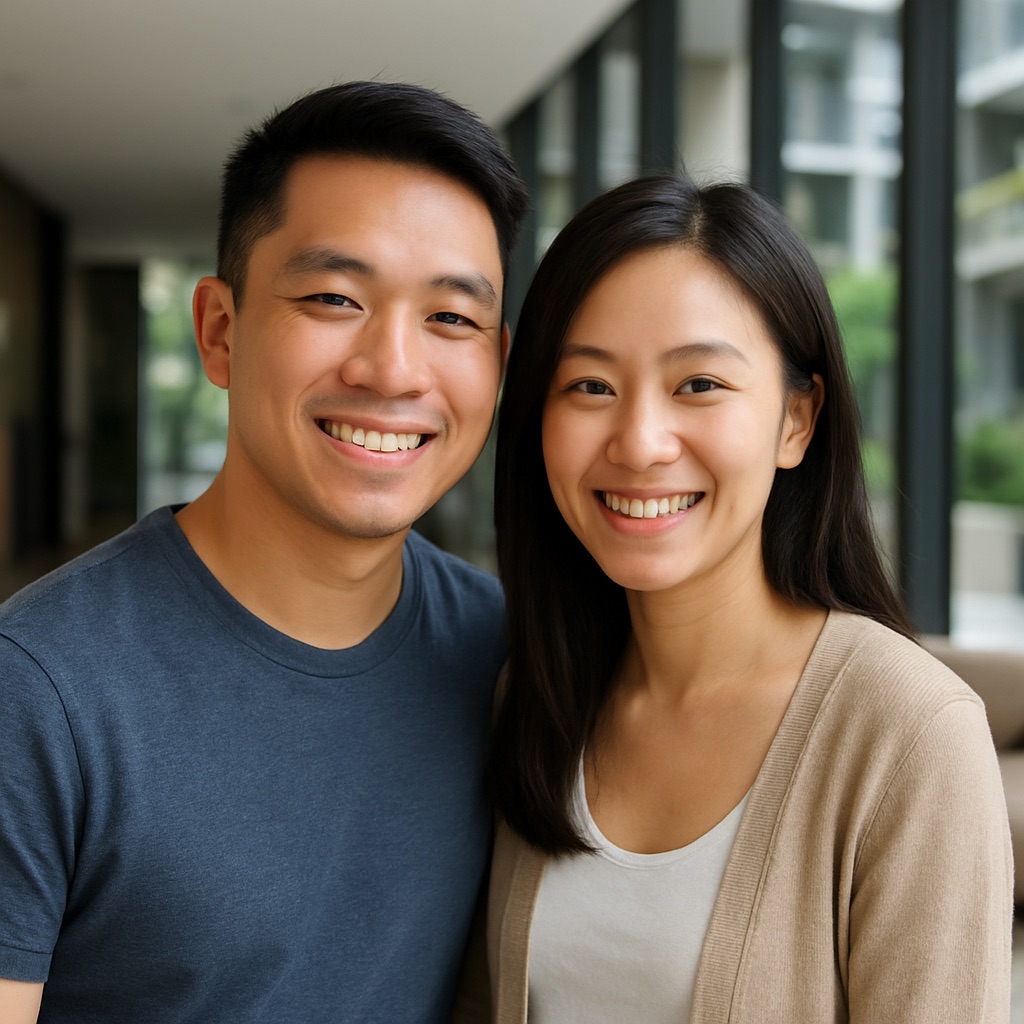 Photo of Cheryl and Marcus Ong, Harborview clients (fictional)